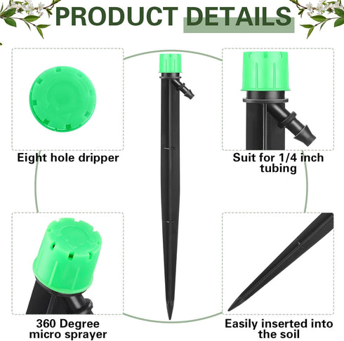 32 Pcs Drip Irrigation Emitters Drip Emitters for 1/4 Inch Tubing Irrigation Drippers Sprayer Adjustable 360 Degree Water Flow Drip for Garden Law...
