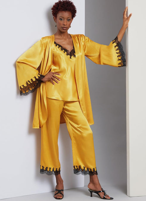 Vogue Misses' Loose-Fitting Wrap Robe, Camisole, Slip Dress and Semi-Fitted Pants Sewing Pattern Packet, Design Code V1962, Sizes 16-18-20-22-24...