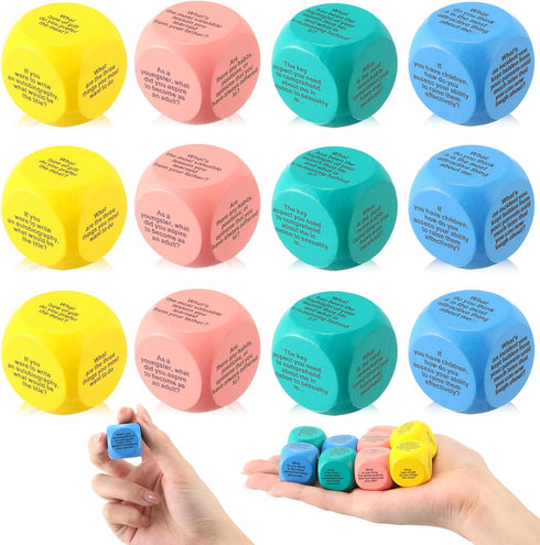 12 Pcs Conversation Ice Breaking Cubes Social Emotional Learning Activities Social Emotional Dice Wood Conversation Cube for Kids Adult Classroom ...