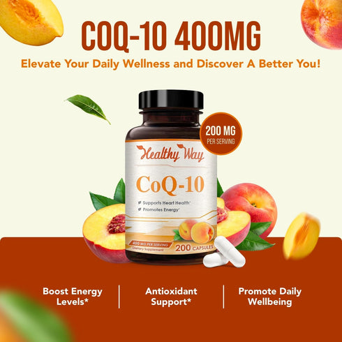 Coenzyme Q10 200mg CoQ10 Supplement - Once Daily CoQ 10 200mg Powder Capsules for Healthy Heart Antioxidant and Energy Support - Non-GMO Quick Abs...