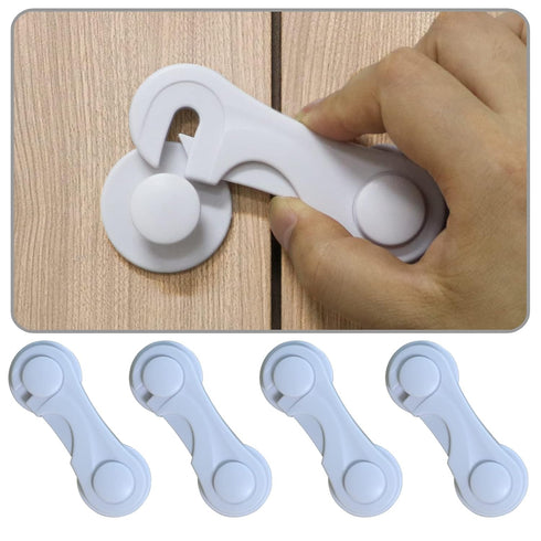 Cabinet Door Locks for Baby Proof and Child Safety, 4 Pack Cabinet Locks with Adhesive for Drawer Cupboards Fridge Closet and Pantry, Childproof D...