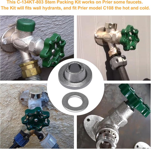 C-134KT-803 Stem Packing Kit Replace for Prier C-134/135/144/154, Fits for wall hydrant and Fits for Prier model C108 hot and cold-2 set...