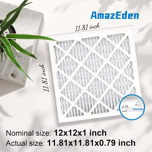 12x12x1 Air Filter MERV 8, AmazEden MPR 600 Pleated HVAC AC Furnace Dust Defense Air Filters Replacement (Exact Dimensions: 11 3/4"x11 3/4"x3/4") ...