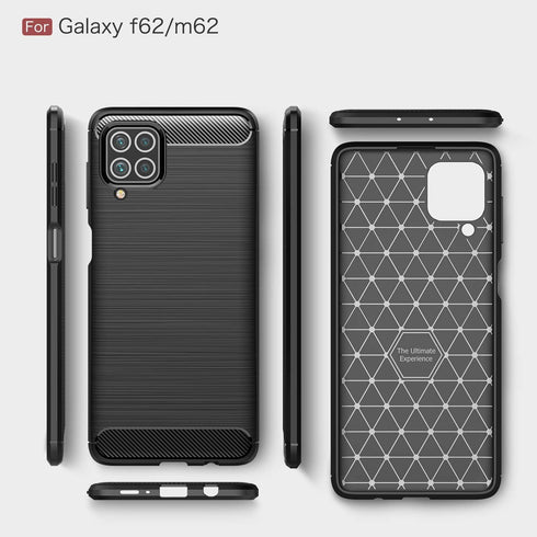 Case Compatible with Samsung Galaxy M62 Case Compatible with Galaxy F62 Case, Carbon Fiber Texture Design Cover Shock Absorption Compatible with S...