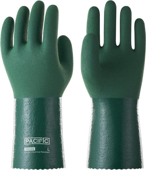 PACIFIC PPE 3 Pairs Nitrile Chemical Resistant Gloves, Chemical Gloves, Heavy Duty Industrial Safety Work Gloves, Resist Acid, Alkali, Solvent, Oi...