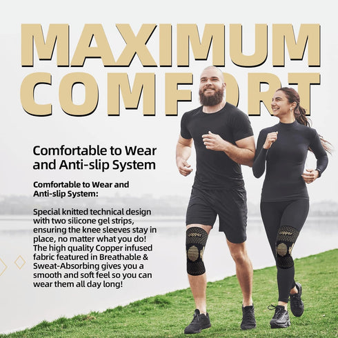 Copper Knee Braces for Knee Pain Women & Men - 2 Pack Knee Brace Compression Sleeve, Best knee Support for Arthritis Pain,Meniscus Tear, Running,W...