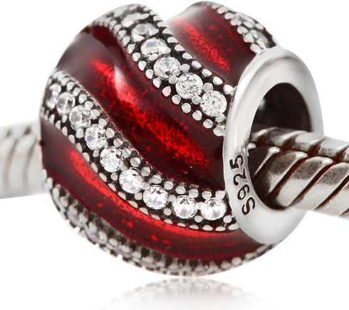 925 Sterling Silver Spacer Charm Anniversary Charm Birthday Charm Christmas Charm for Panodra Charms Bracelet (Red)...
