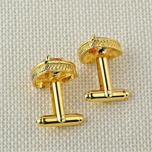 V & L Gold Crystal Cuff links Yellow – Fancy Unique Elegant Sparkling Luxury Gem Stone Cufflinks for men in Triangle - Perfect for Wedding, Formal...