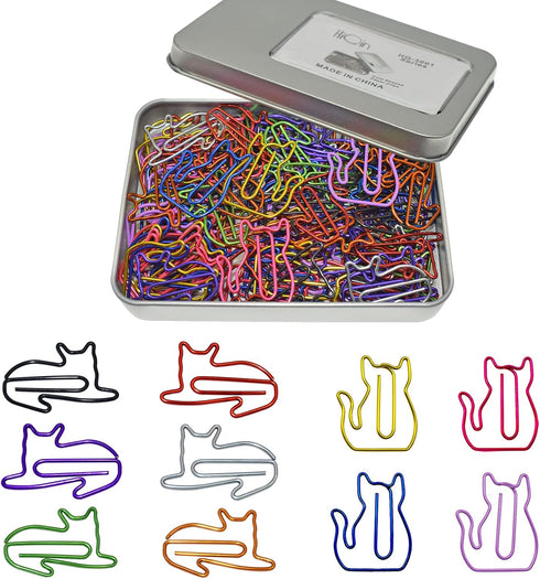 100 pcs Cat Paper Clips Cute, Cat Bookmark Clips, Cat Lover Gifts for Women, Cat Office Supplies Gifts Cat Office Desk Accessories for Work School...