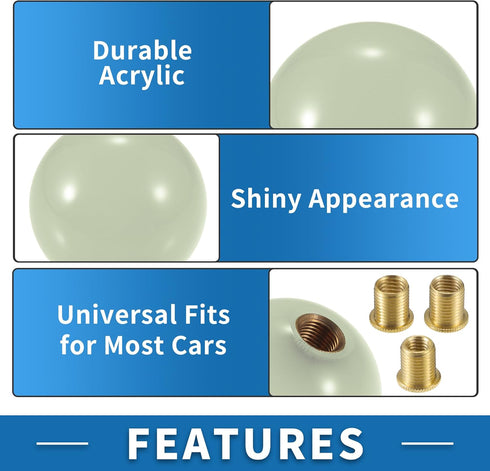 Universal Shift Knob Round Ball Stick Shifter Lever Knob with 3 Adapter for Automatic and Manual Vehicle Acrylic Blue (Set of 4)...