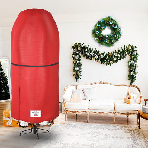 Christmas Tree Cover with Adjustable Straps, Durable Upright Xmas Tree Storage Bag with Zipper & Drawstring for up to 6 Foot Artificial Tree Stand...