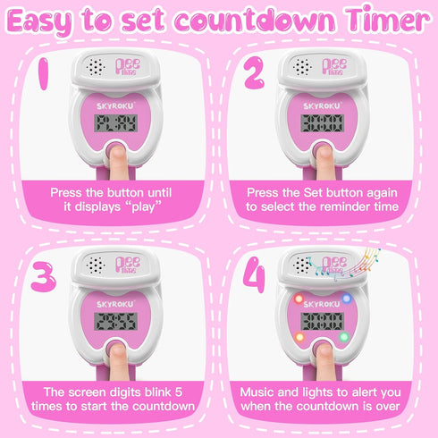 SKYROKU Potty Training Watch for Toddlers – Music & Light Reminders, Silicone Adjustable Strap, Rechargeable, Countdown Timer, Cute Toilet Shape –...
