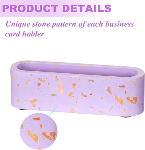 Business Card Holder for Desk, Terrazzo Business Card Display, Minimalist Modern Office Desk Card Organizer, Concrete Business Card Stands for Wom...
