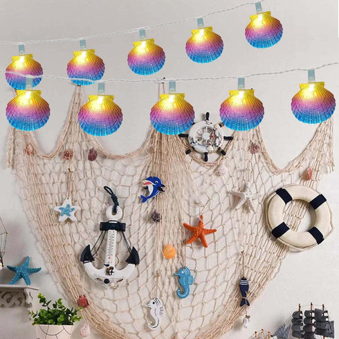 Beach Seashell String Lights 8.3FT Ocean Themed Decorative Lights 10 LED Seashells Lights, Plug-in Warm White Fairy Lights for Patio Garden Weddin...