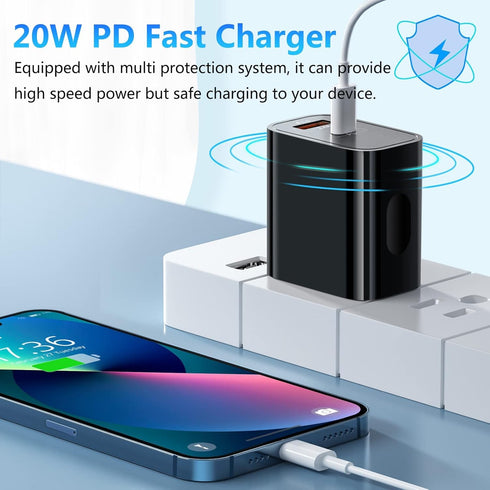 20W USB C Fast Charger+Quick Fast Charger 3.0 Wall Charger, Bangfun 5 Pack Dual Port PD Fast Charging Block Power Adapter Compatible iPhone 16/15/...