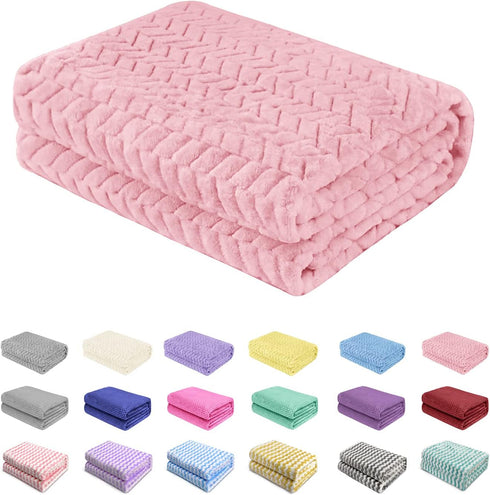 Baby Blanket Flannel, Cozy Throw Blankets for Newborn Infant and Toddler, Super Soft and Warm Receiving Baby Blanket for Crib Stroller (Pink 25 * ...