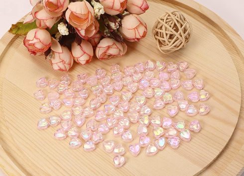 Tupalizy 100PCS Mini Acrylic Heart Beads 9mm AB Color Heart Charms for Jewelry Making Bracelets Necklaces Earrings Key Chains Accessories DIY Craf...