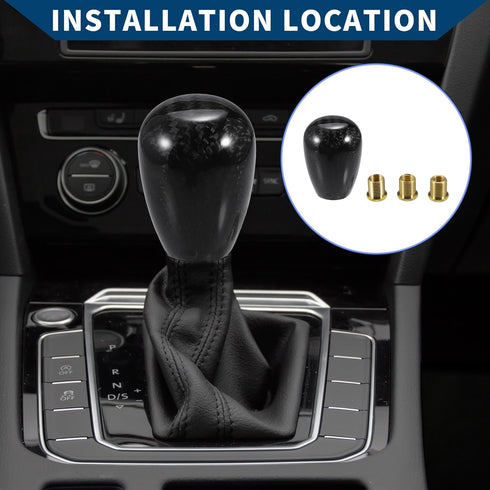Shift Knob with 3 Adapter/Front Gear Shifter Knob for Automatic and Manual Vehicles/Durable Stick Shifter Lever Knob Resin 5.6cm / 1 Set Black...