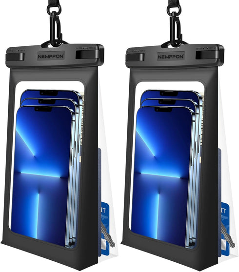 newppon Floating Large Waterproof Phone Case :2 Pack Float Underwater Cellphone Holder Protector - Universal Floatable Cell Water Proof Dry Bag Po...