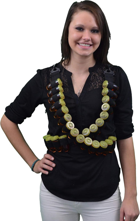 Fairly Odd Novelties Shot Glass Ammo Belt - Military Style 28 Bullet-Shaped Shot Glasses - Adjustable Nylon Belt - Ideal for Parties & Gag Gifts...