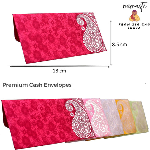 ZIG ZAG Elegant Money Gifting Envelopes Pack of 50 Cash Holder Designer Lifafa for Weddings, Gift of Prosperity Multi Color comes with 2 colours p...