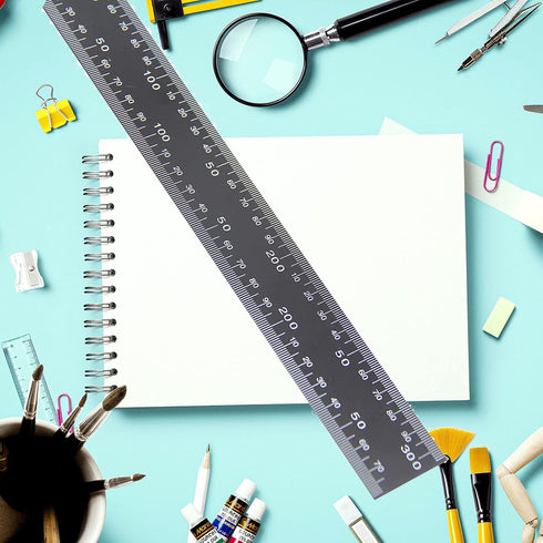 Metal Square Ruler Leathercraft Black Tempered Stainless Steel Measuring Square Ruler for DIY Leather Handmade Sewing Tools Measuring Supplies, Le...