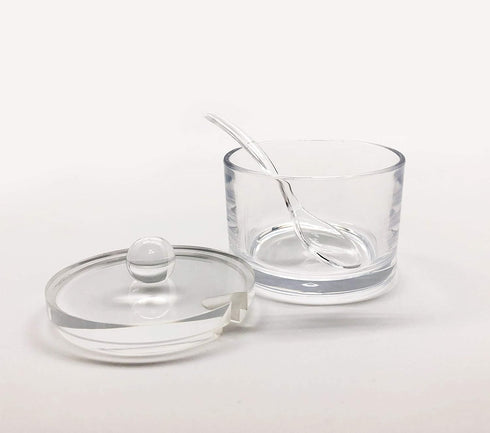 Heavy-Duty Acrylic Jam Jar Sugar Salt Spice Pepper Seasoning Condiment Bowl Box Storage Pot with Spoon and Lid Crystal Clear...