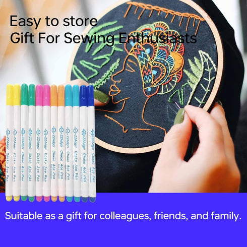 12 Pieces Fabric Pen Disappearing Ink Pen 6 Color Water Erasable Pen Fabric Marker for Sewing Embroidery Supplies DIY Tracing Tools...