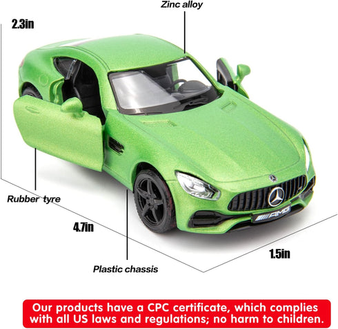 BDTCTK 1/36 Scale Benz AMG GTR Car Model, Zinc Alloy Die-Cast Pull Back Vehicles Kid Toys for Boy Girl Gift (Green)...
