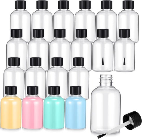 24 Pcs Plastic Empty Glue Bottles with Brushes 1.7 oz Art Empty Paint Bottles Glue Toddlers Kids Art Crafts Supplies Jar Set for Classroom Kinderg...