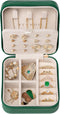 Vlando Travel Jewelry Case, Small Travel Jewelry Organizer Box for Girls Women - Dark Green...