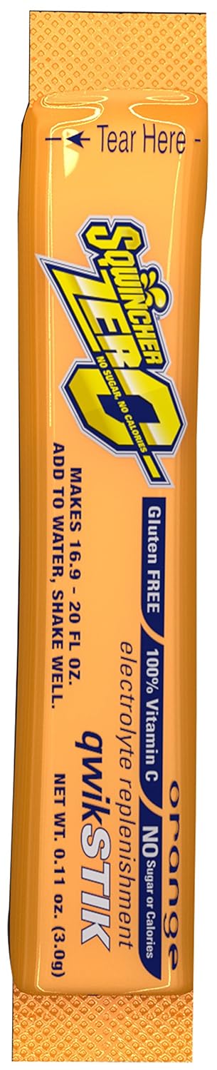 Sqwincher 060100-OR Zero Qwik Stik Powder, 5.29 Oz, Orange, Standard (Pack of 50)...