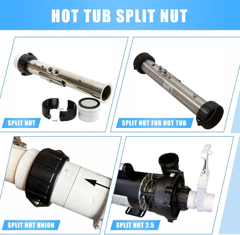 Pump Union Split Nut Repair Kit for Hot Tub Parts Pump Union 2" MBT - 0121109020 400-5301 Spa hot tub Split nut Pair w/Screws...