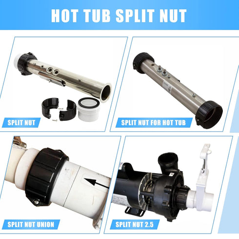 Pump Union Split Nut Repair Kit for Hot Tub Parts Pump Union 2" MBT - 0121109020 400-5301 Spa hot tub Split nut Pair w/Screws (1 Pack)...