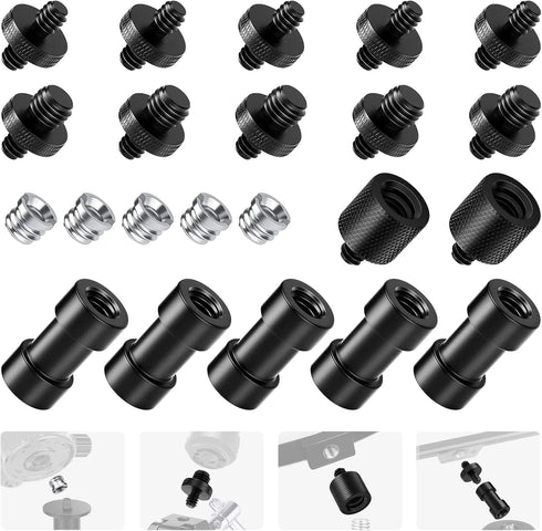Neewer Camera Screw Adapter, 22 Pieces 1/4” to 1/4” and 1/4” to 3/8” Tripod Mount Screw Adapter Converter Set for Camera Mount, Monopod, Ball Head...