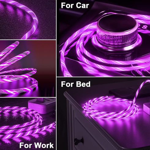 iPhone Charger Cable, (Apple MFi Certified) 6ft LED Light Up Lightning Cable USB Fast Charger Cord High Speed Data Sync Transfer Cord for iPhone 1...