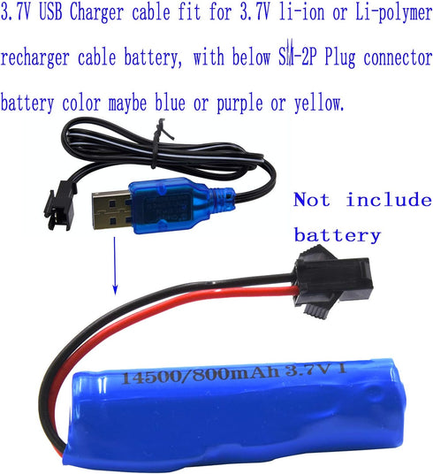 Blomiky 2 Pack 3.7V USB Charger Cable with SM-2P Plug Connector for Mini RC Amphibious Stunt Car Boat Trucks 3.7V Li-ion and Li-Po Battery / 3.7V ...