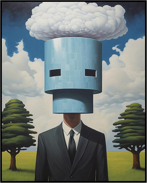 Posterizer 1 pcs-Funny chimney head man making clouds-Abstract & Modern Art-Fantasy & Fiction Art-Gift for Art Lovers-Decor for Home & Office- UNF...