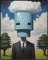 Posterizer 1 pcs-Funny chimney head man making clouds-Abstract & Modern Art-Fantasy & Fiction Art-Gift for Art Lovers-Decor for Home & Office- UNF...