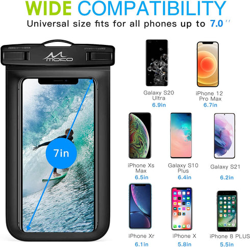 MoKo Waterproof Phone Pouch Holder 4Pack, Underwater Phone Case Dry Bag with Lanyard Compatible with iPhone 14 13 12 11 Pro Max X/Xr/Xs Max/SE 3, ...