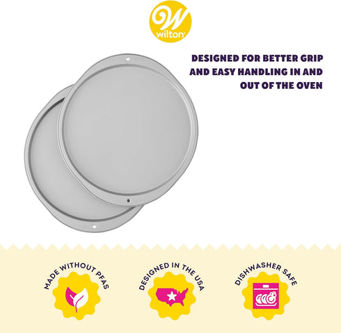 Wilton Recipe Right 12-Inch Pizza Pans, 2-Piece Set, Steel...