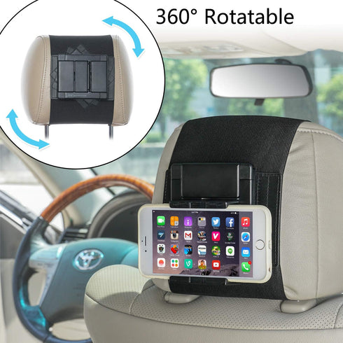 TFY Car Mount Holder, Swivel Car Headrest Mount Holder for Phones and Tablets, compatible with 5 to 10.5 Inch Screens Devices...
