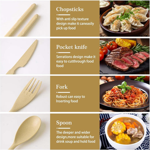 Large Travel Utensils with Case, Reusable Utensils Portable Travel Cutlery Set for Lunch School Picnic Camping or Daily Use...