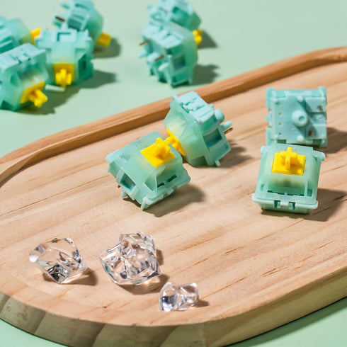 Kutethy X Gateron Jade Series Goldenrod Yellow Pro Keyboard Switches,Updated Linear 5-Pin 55gf RGB LED Factory Pre-lubed Keyboard Switches for MX ...