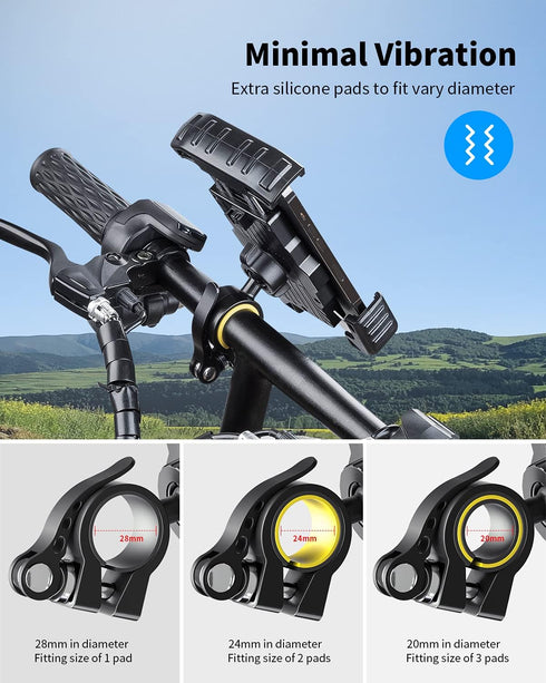OQTIQ Dirt Bike Phone Mount, Motorcycle Handlebar Phone Mount Cell Phone Clamp, Scooter Phone Clip Compatible with iPhone 14/ iPhone 13 Pro Max, S...