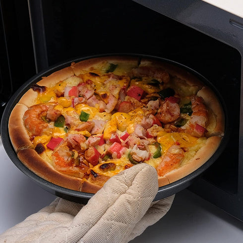 2Pcs Pizza Pan Carbon Steel Non Stick Deep Thickened Food Biscuits Baking Pan Round Pizza Bakeware Sheet Set for Kitchen Bakery Oven(9 in)...