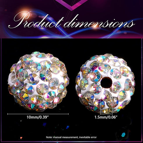 Hicarer 120 Pcs Rhinestone Beads for Bracelets Pen Making 10mm Shiny Crystal Diamond Clay Disco Ball Polymer Round Bead Bulk for Crafting Jewelry ...
