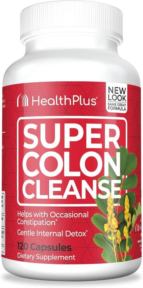 Health Plus Super Colon Cleanse 10 Day Gentle Gut Cleanse Detox, Psyllium Husk, Probiotics for Constipation Relief & Digestive Support, 120 Capsul...