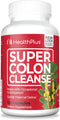 Health Plus Super Colon Cleanse 10 Day Gentle Gut Cleanse Detox, Psyllium Husk, Probiotics for Constipation Relief & Digestive Support, 120 Capsul...