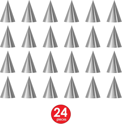 Beistle 24-Piece Cone Hats in Silver, Classic Elegant Party Supplies for Birthdays, Anniversaries, Award Nights, 6.75"...